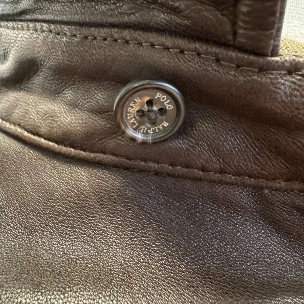 Polo by Ralph Lauren Vintage Biswing Leather Bomber Jacket in Brown Size L - Picture 11 of 16